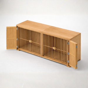 Dual-Dog Wooden Crate Cabinet with Removable Center Divider